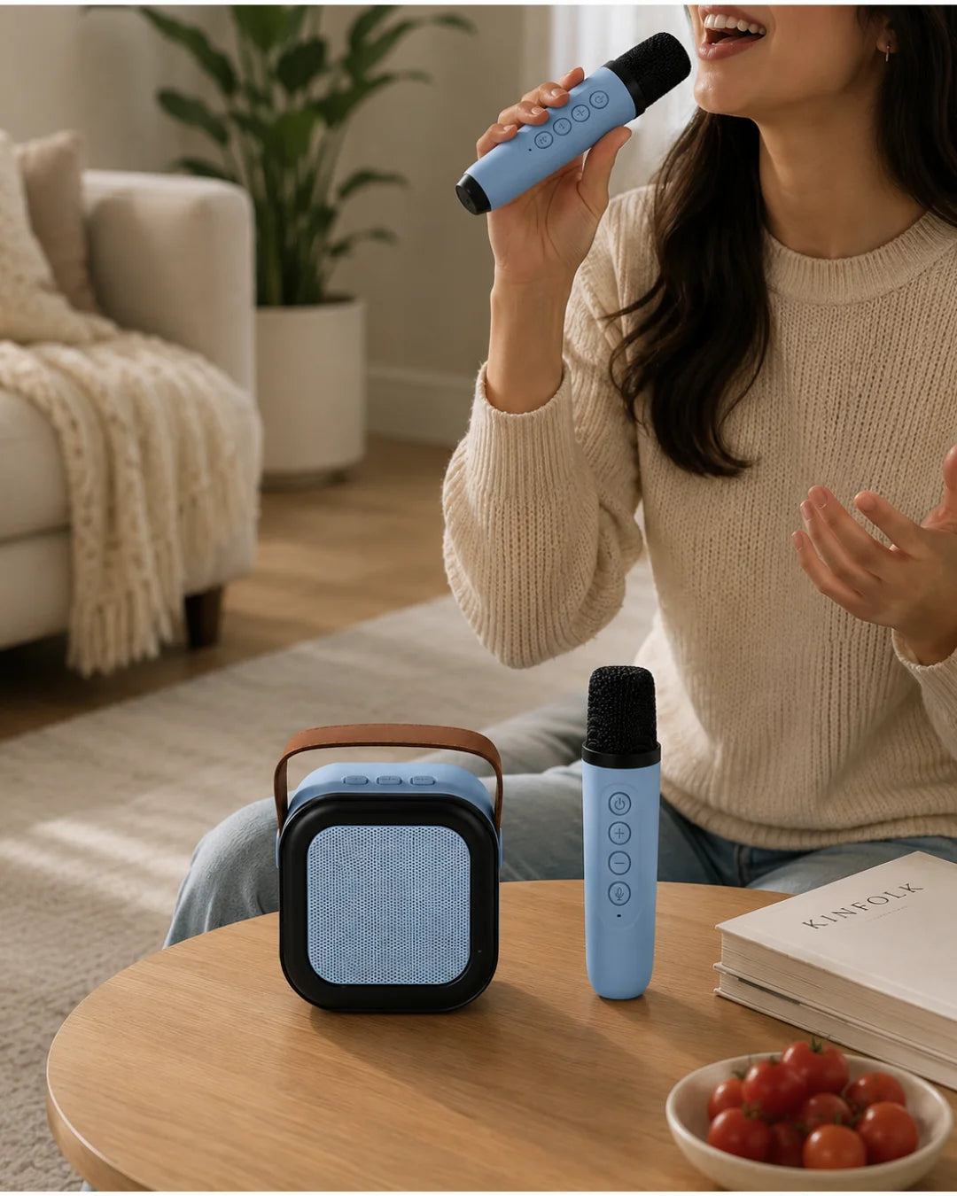 Portable Wireless Karaoke Speaker with Dual Microphones